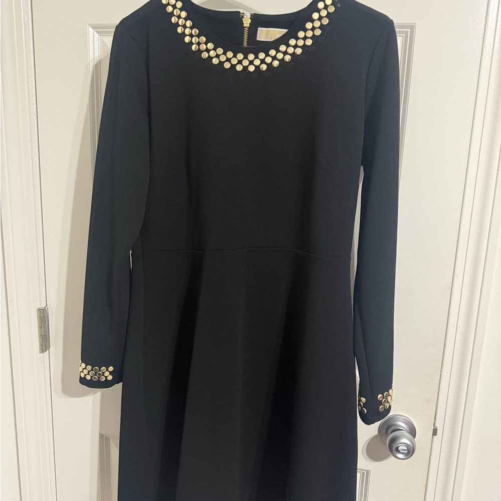 Michael Kors Black Dress with Gold Studs